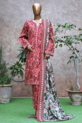 Bin Saeed Stitched 3 Piece Exclusive Printed Khaddar Vol-05 Collection'2025-WK-2408-Rust
